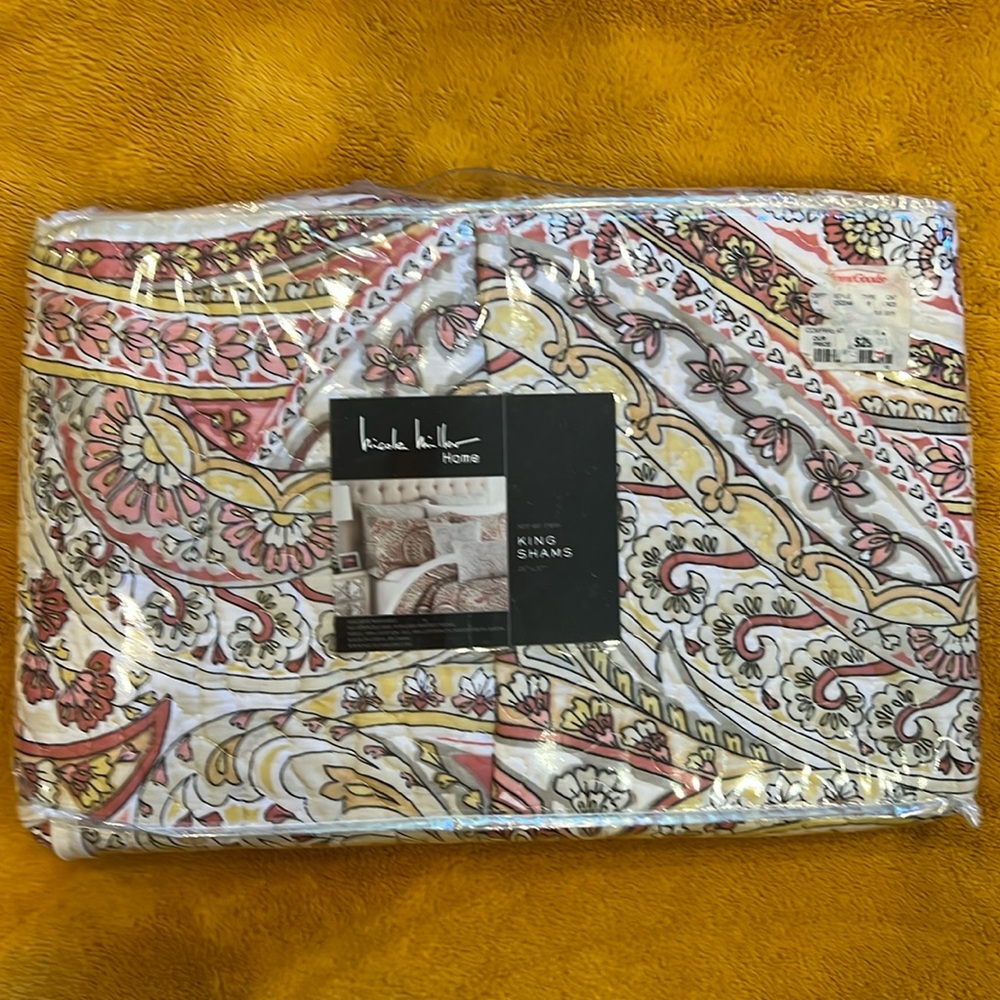 Nicole Miller. Set of two quilted King shams 21 x 37 “